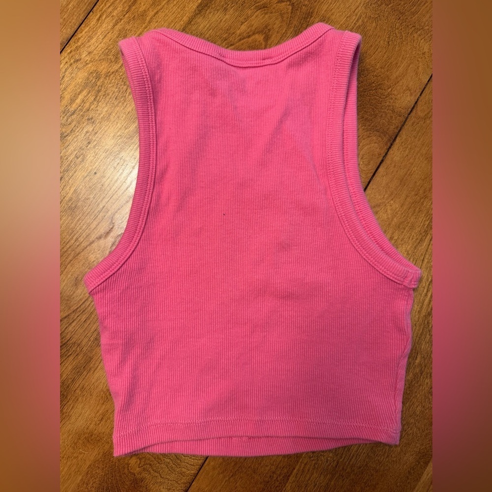 Zara Ribbed Crop Tank in Vibrant Pink - Picture 2 of 6